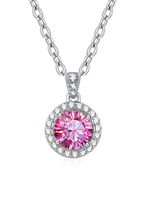 1 carat [Pink Mosan Diamond] 925 Sterling Silver Moissanite Geometric Dainty Necklace